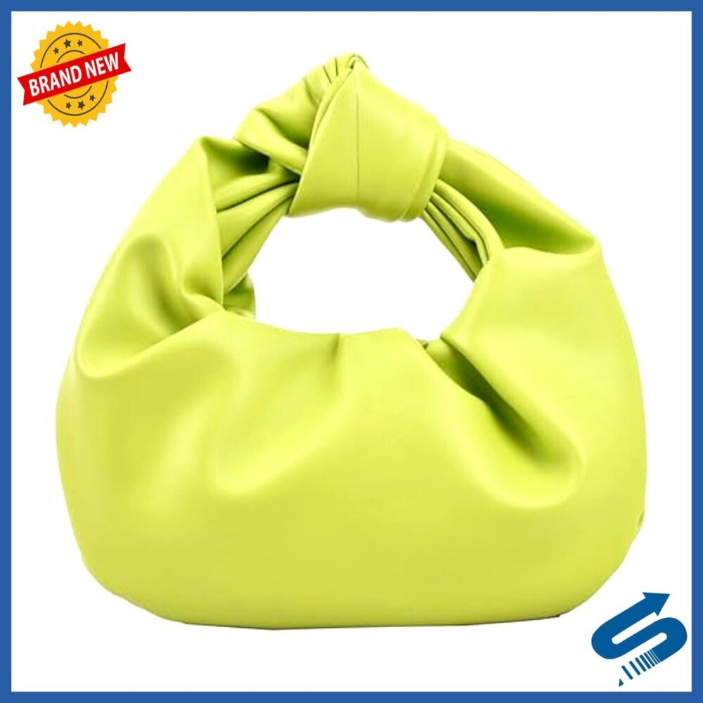 Wrinkled Leather Cloud Shape Knotted Hobo Handbag Clutch Purse
